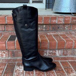 Sam Edelman Penny Black Leather Classic Riding Boots Women's Size 6.5 Back Zip